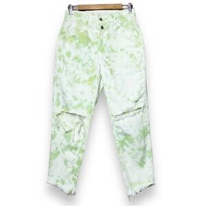 American Eagle Mom Jean 6 tie dye jeans high rise ripped distressed festival